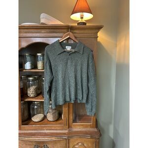 Womens L 100% Cotton Green Alfani Pullover Sweater Cozy Mountain Forest